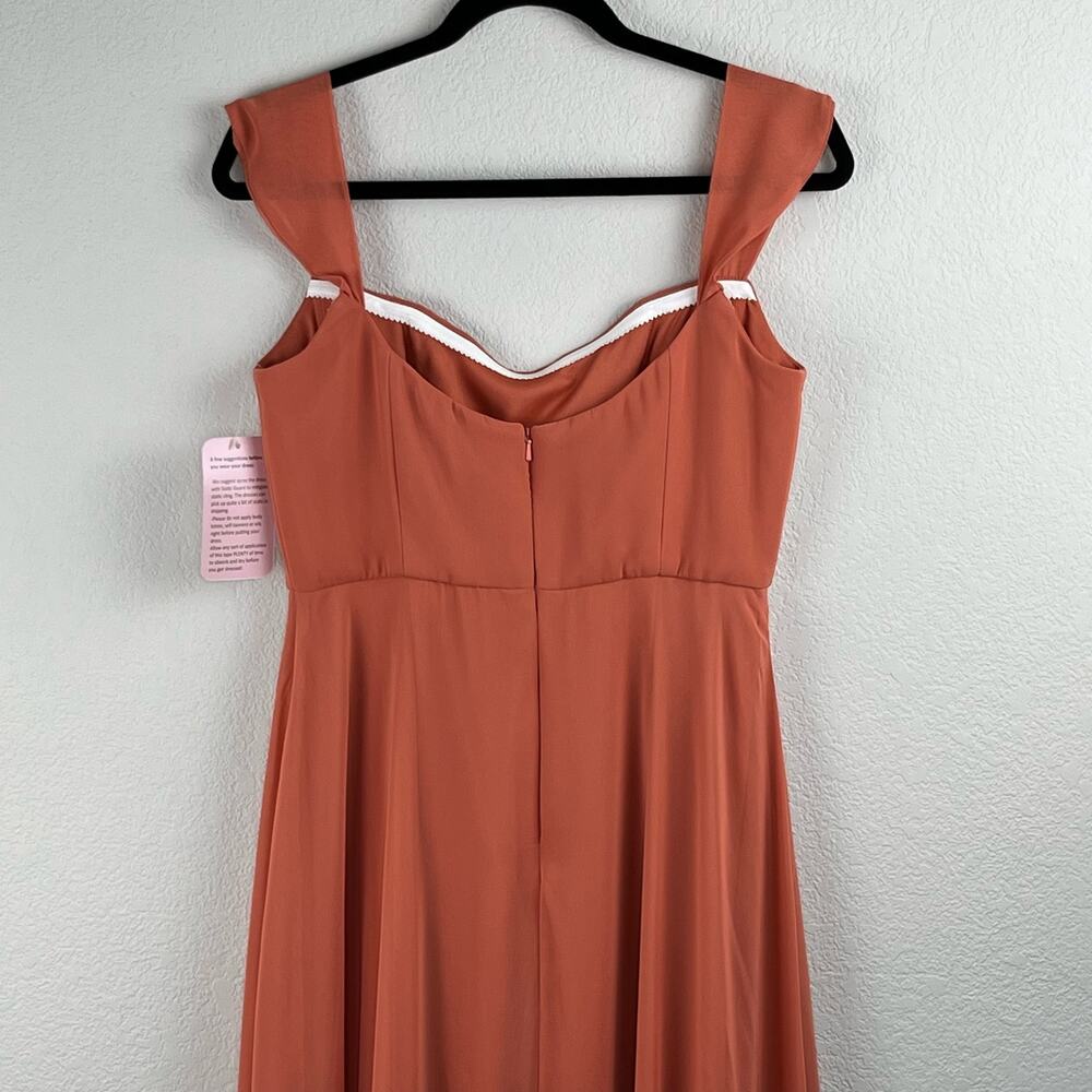 After Six Terracotta Off Shoulder Basque Neck Maxi Dress Evening Gown 8 NWT - Picture 10 of 15